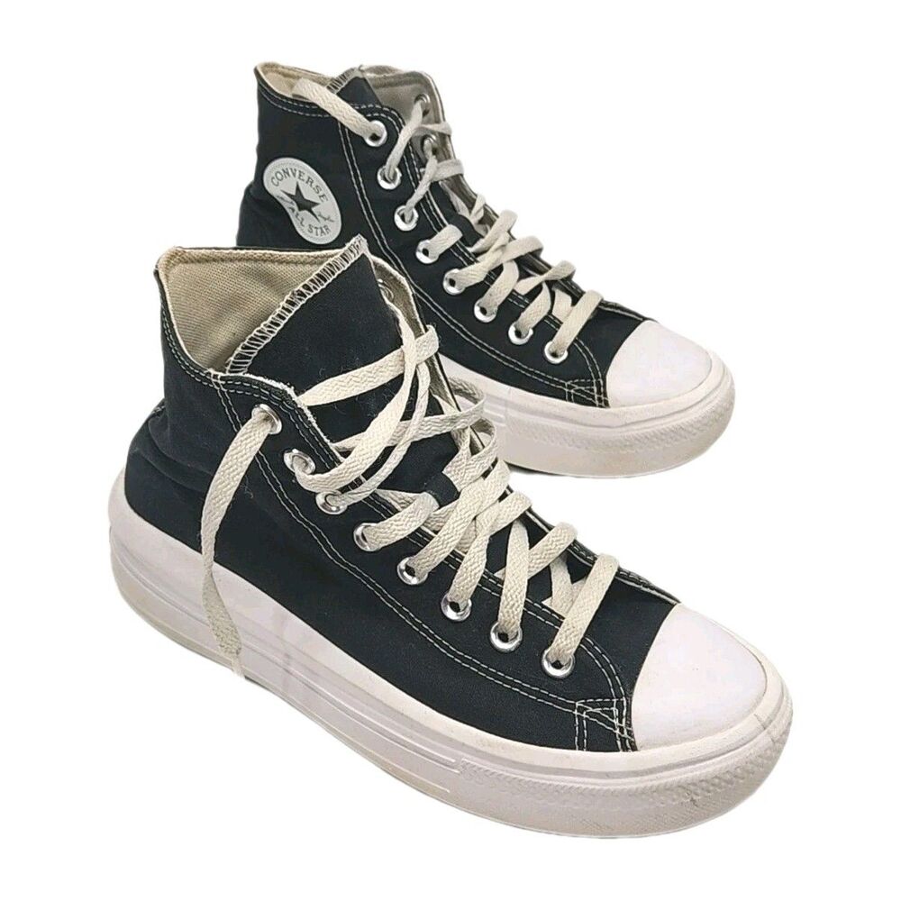 Converse All Star Shoe Sneaker Women Sz 9 High Top Platform Black White 568497C